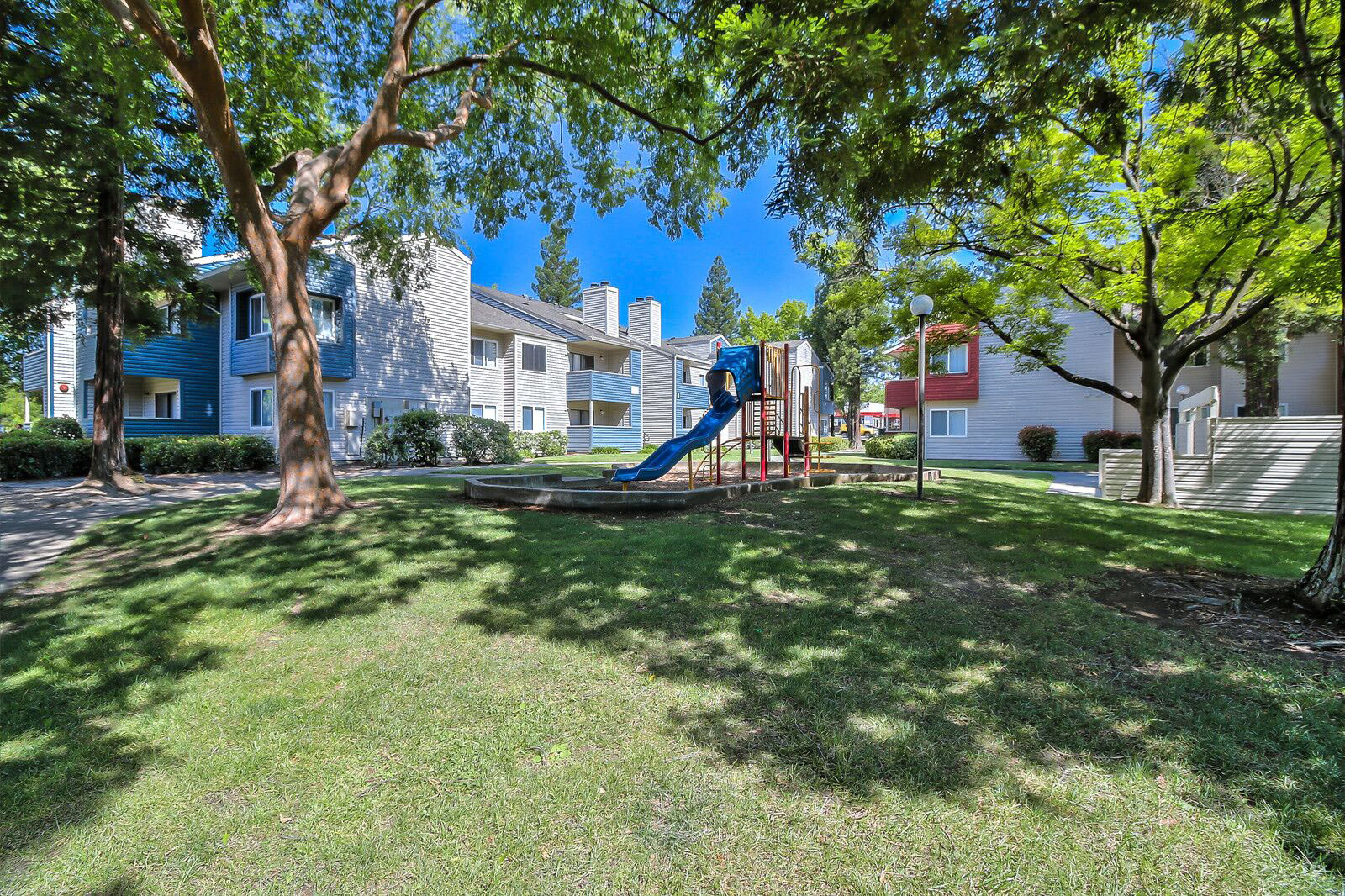 Playground with climbing and slides