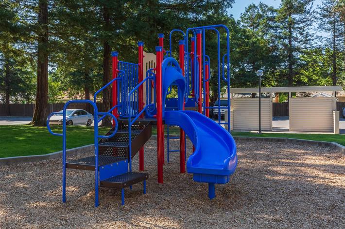 Playground with climbing and slide