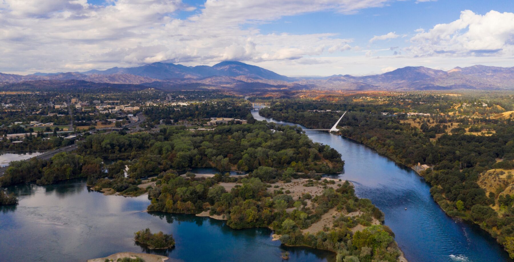 Aerial View of the American river just outside Sacramento CA